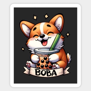 Boba Lover Cute Dog Magnet